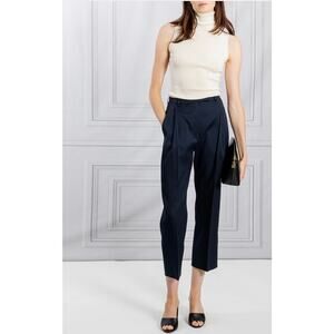 Christian Wijnants Prikana Wool Crop Pants in Dark Navy FR 42 US 10